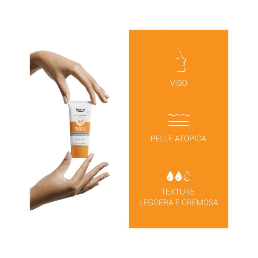 Eucerin SPF50+ Crema Solare per Pelle Sensibile, 50ml