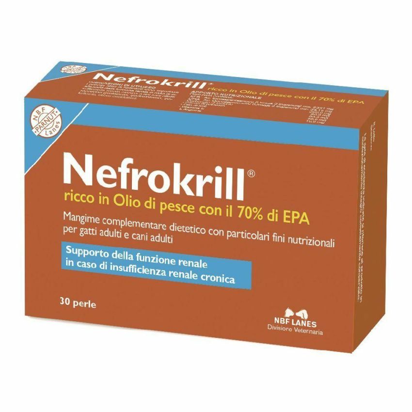 Nefrokrill - Integratore Nutrizionale in Perle per Cani e Gatti, 30 Pezzi