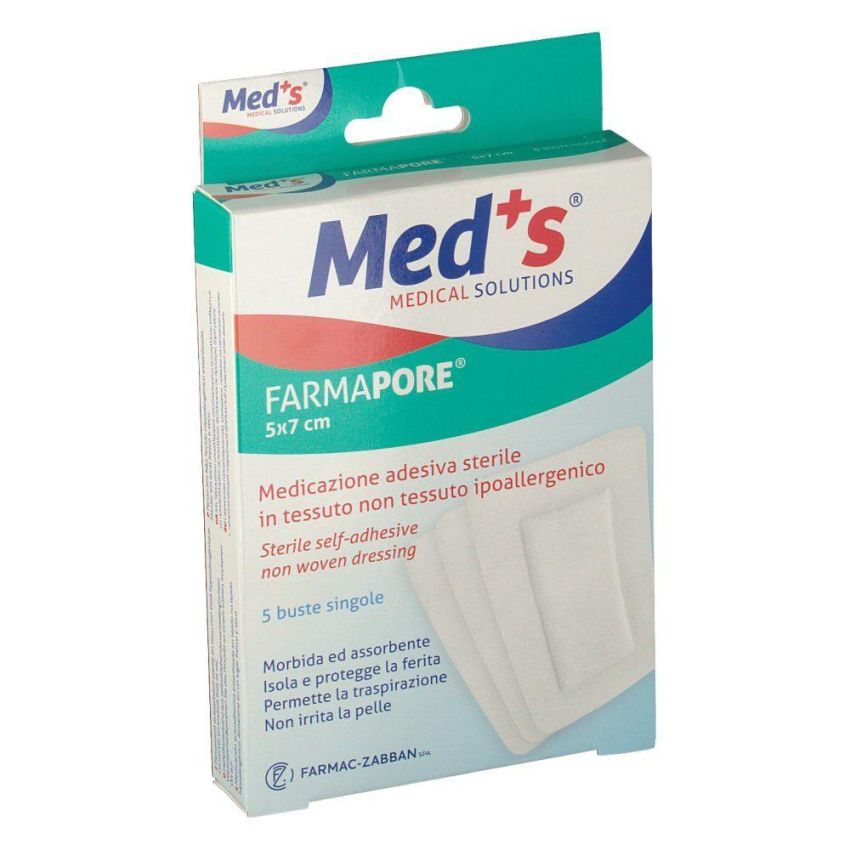 Meds Adesivi Medicazionali per Pori 5x7cm, Pacco da 5 Pezzi