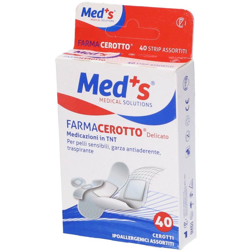 Meds Strips: Cerotti Delicati in TNT Assortiti, 40 Pezzi