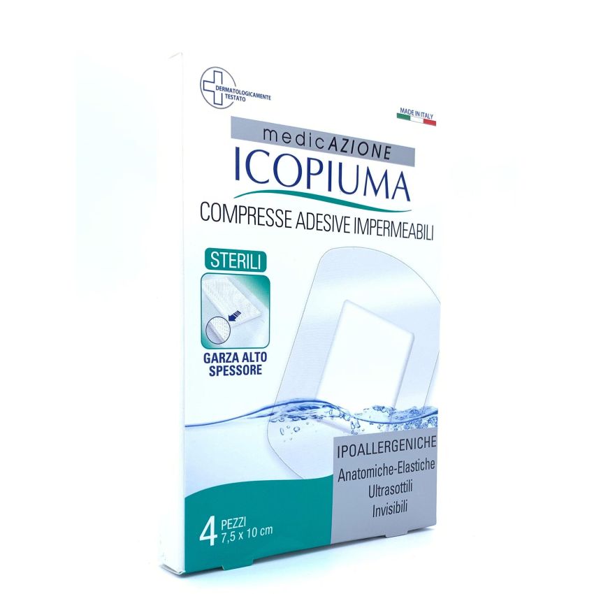 Icopiuma Medicazione Post-Chirurgica in Garza Compressa, 10x7.5cm, Set di 4 Pezzi