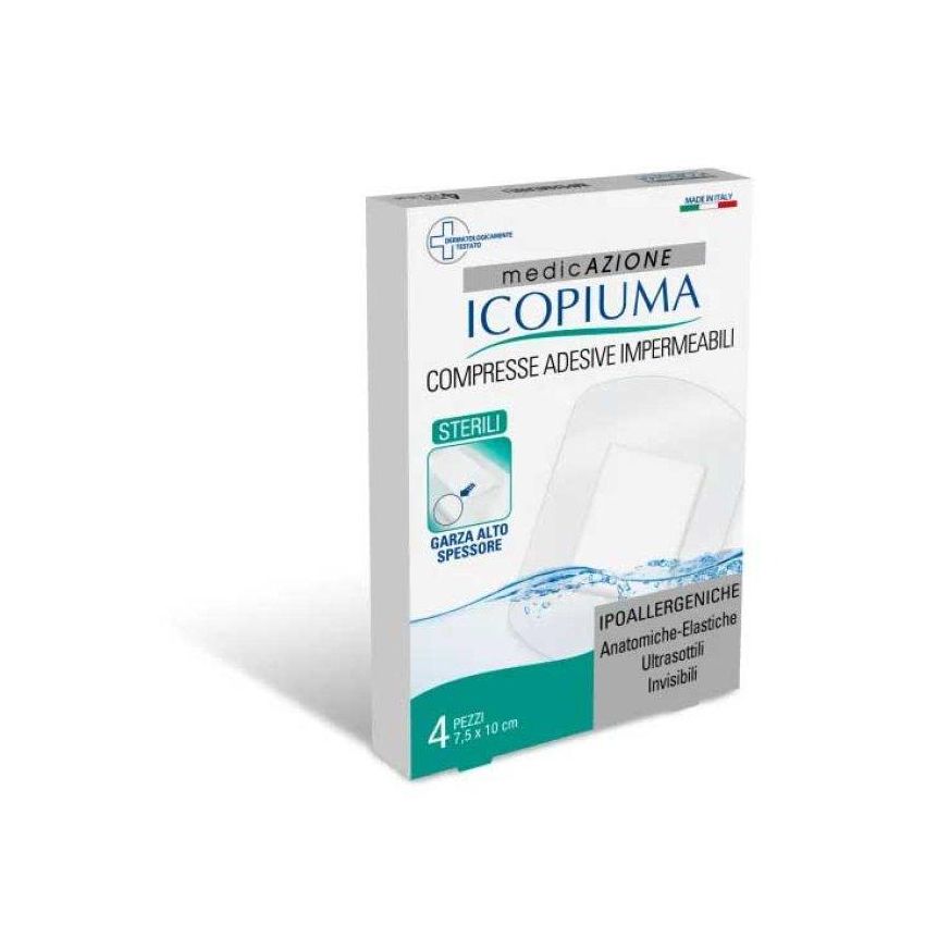 Icopiuma Medicazione Post-Chirurgica in Garza Compressa, 10x7.5cm, Set di 4 Pezzi