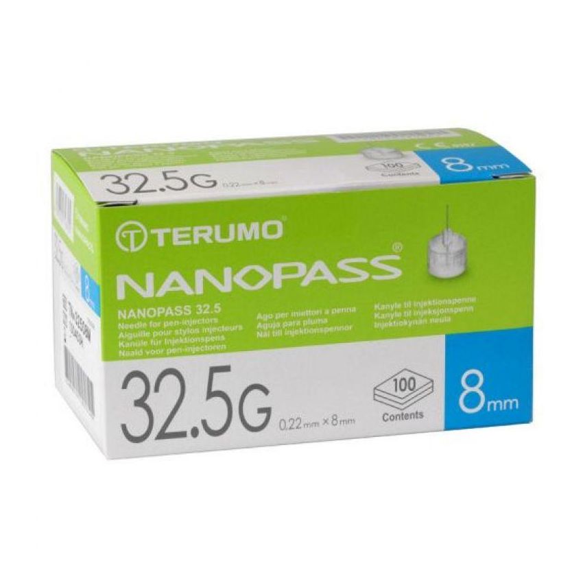 Nanopass Ago Insulinica per Penna, 32.5G, 8mm, Pacco da 100 Pezzi