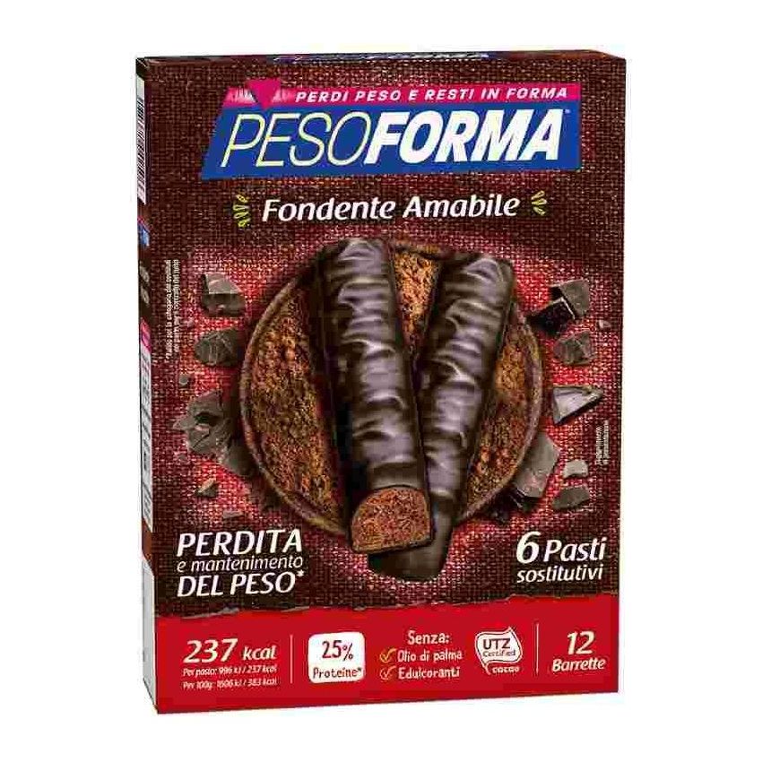 Pesoforma Barrette di Cioccolato Fondente Intenso - 12 Pezzi