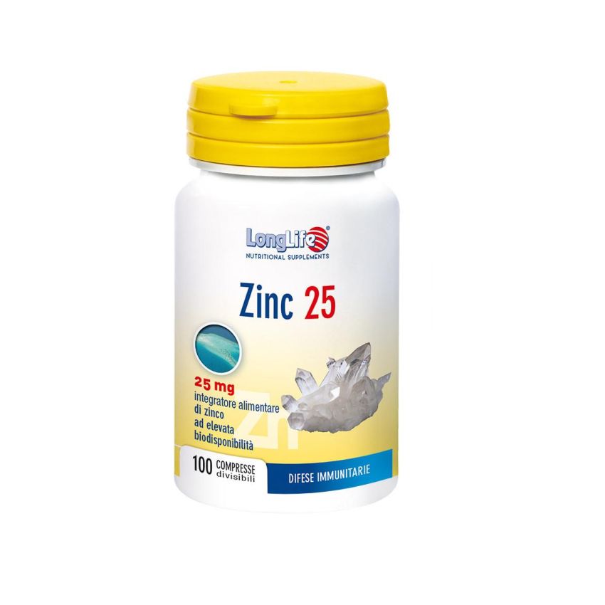 Longlife Zinc Supplemento di 25mg, 100 Compresse