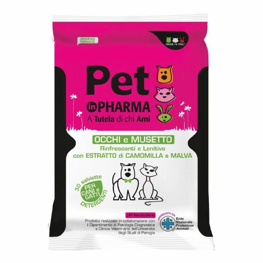 Pet In Pharma - Salviette Detergenti per Occhi e Musetto - 30 Pezzi