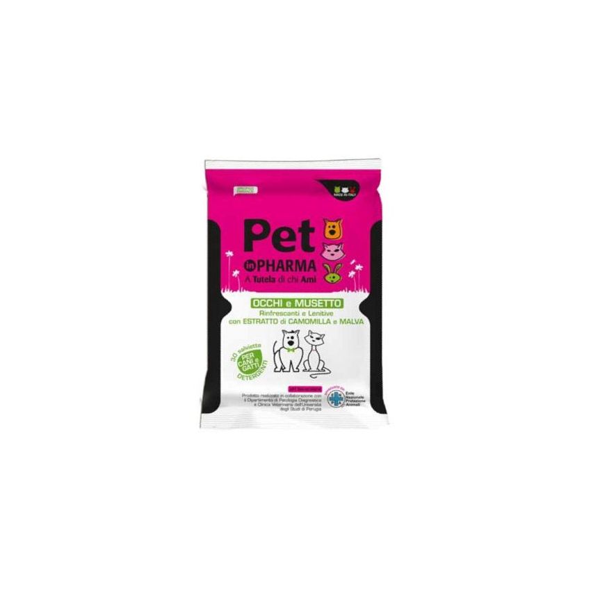 Pet In Pharma - Salviette Detergenti per Occhi e Musetto - 30 Pezzi