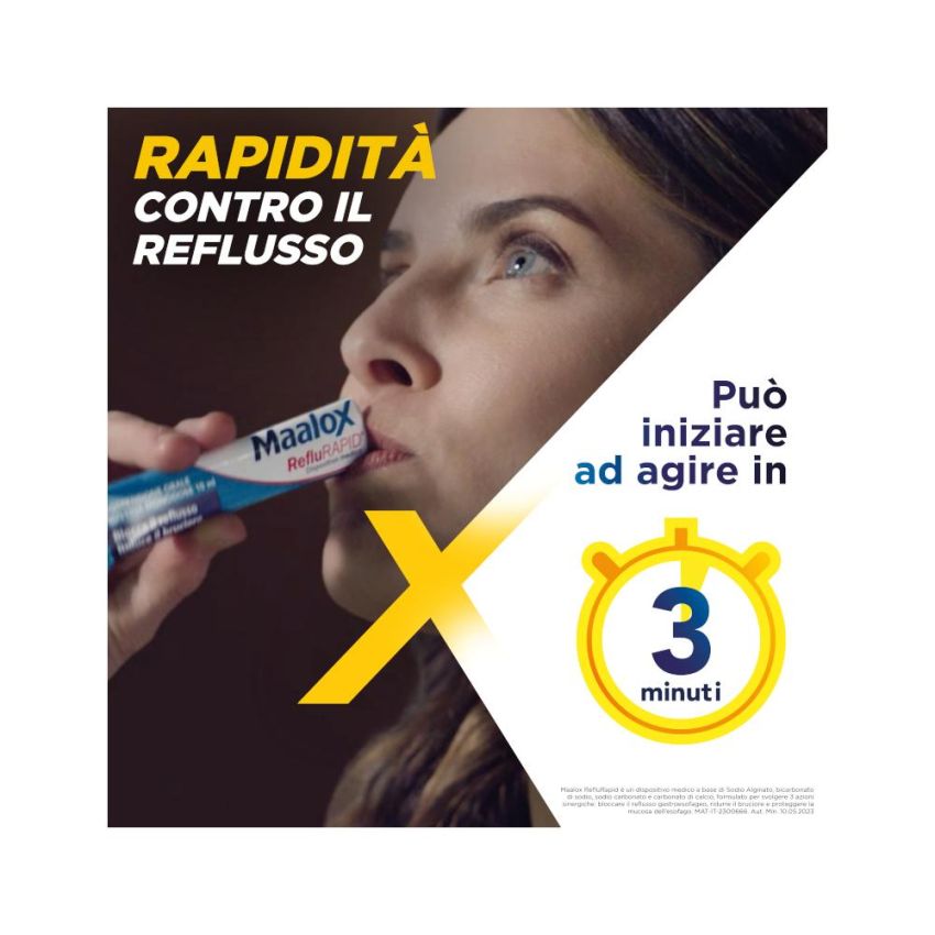 Maalox Reflurapid - Trattamento Anti-Refusso, 20 Bustine da 10ml