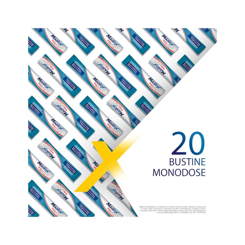 Maalox Reflurapid - Trattamento Anti-Refusso, 20 Bustine da 10ml