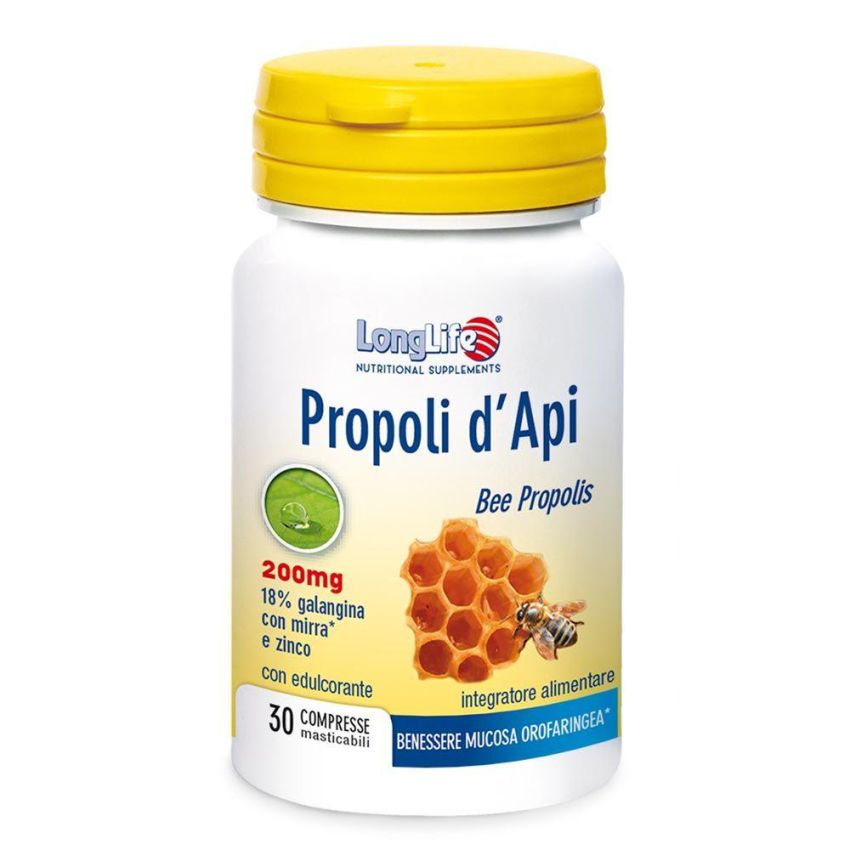 LongLife Masticabili di Propoli D'Api - 30 Compresse