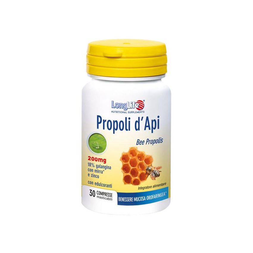 LongLife Masticabili di Propoli D'Api - 30 Compresse