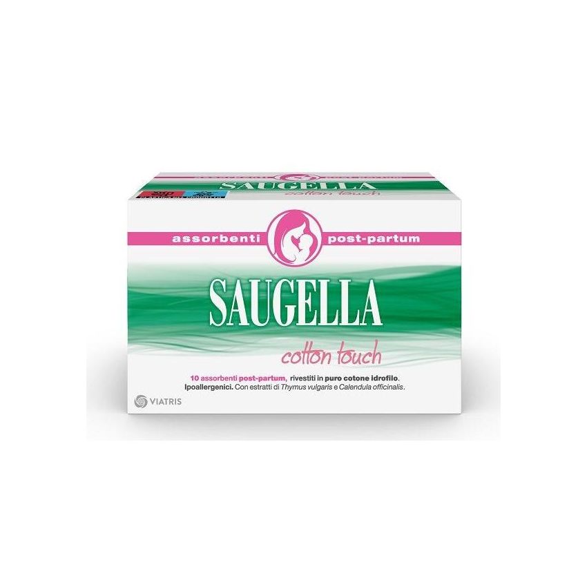 Saugella Cotton Touch - Assorbenti Post Parto in Cotone, Pacco da 10 Pezzi