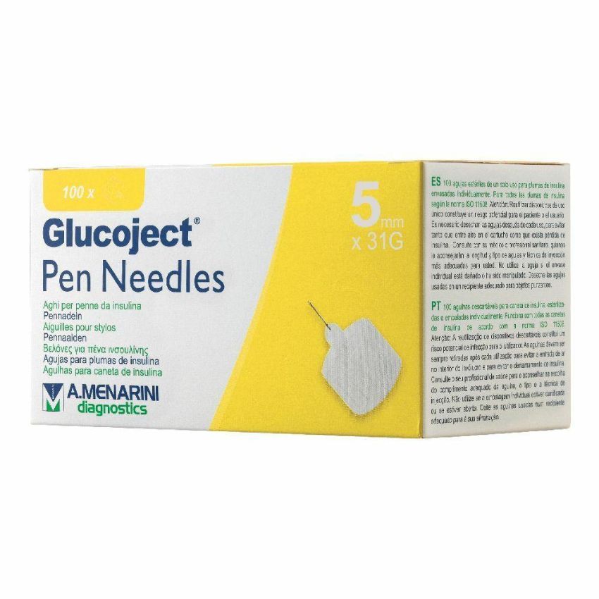 Glucoject Ago da 5mm per Penna Insulina con Calibro 31 - Pacco da 100 Pezzi