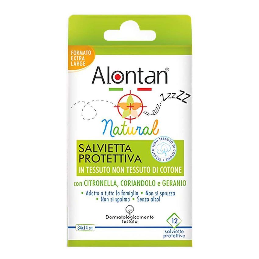Alontan Salviette Protettive Naturali - Confezione da 12 Pezzi