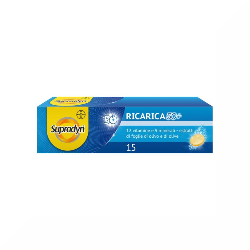 Supradyn Ricarica 50+: Integratore di Vitamine Effervescente Gusto Arancia - 15 Compresse