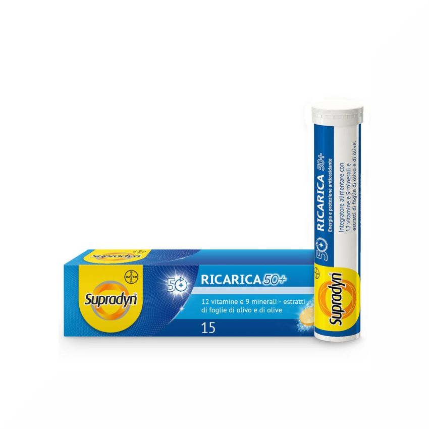 Supradyn Ricarica 50+: Integratore di Vitamine Effervescente Gusto Arancia - 15 Compresse