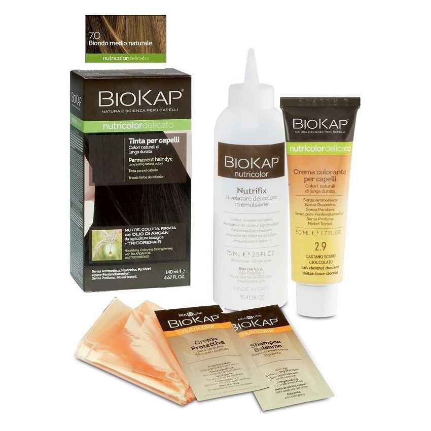 Biokap Nutricolor Delicato Tintura Capelli Biondo Medio Naturale 7, 140ml