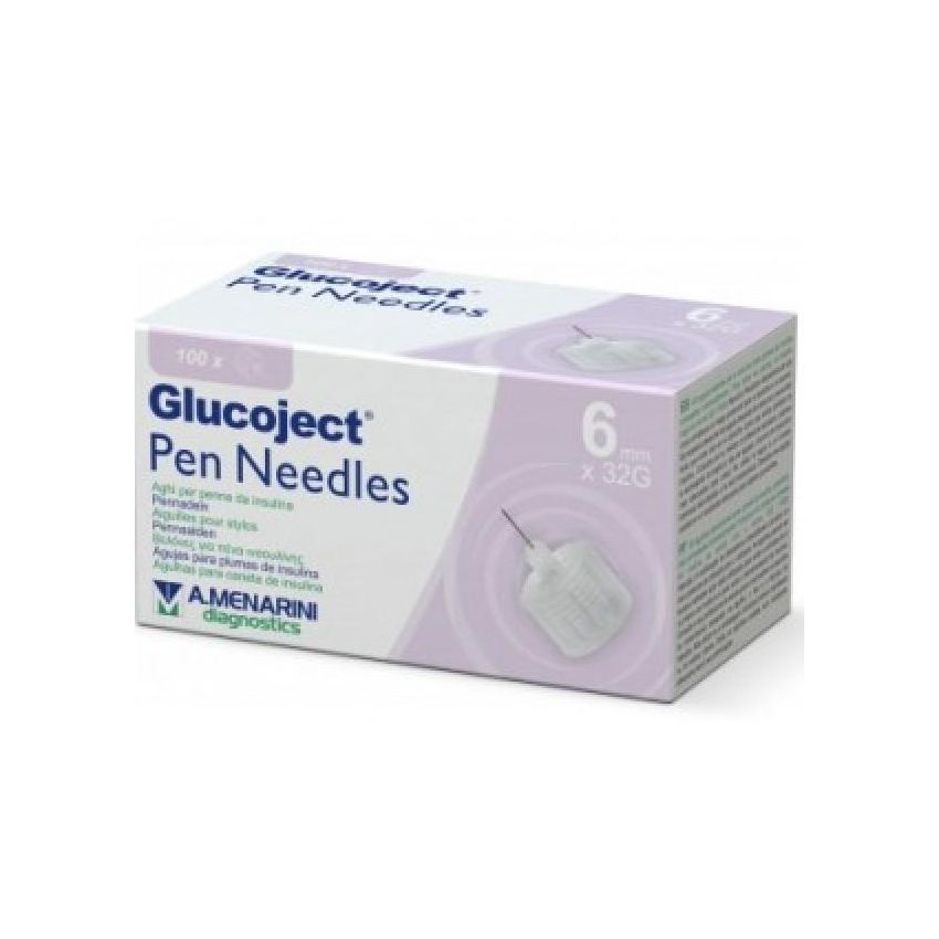 Glucoject Aghi per Penna d'Insulina, 6mm Gauge 32, 100 Pezzi