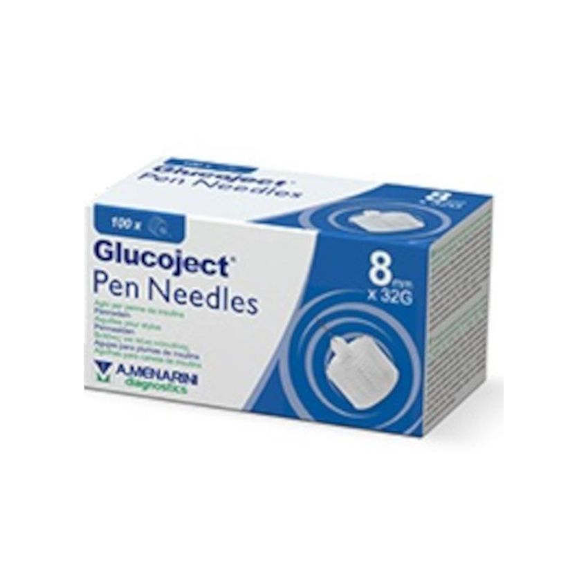 Glucoject Ago da 8mm, Gauge 32 per Penna Insulina - Confezione da 100 Pezzi