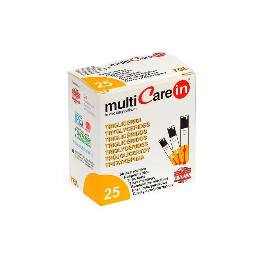 Multicare Test Strisce per Trigliceridi - Pacco da 25 Pezzi