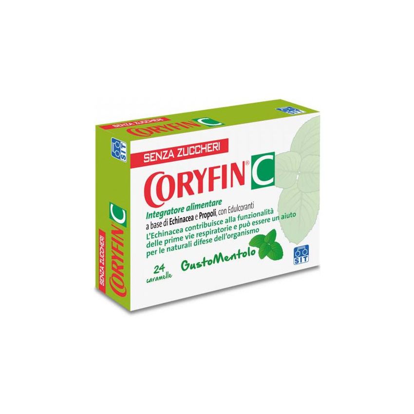 Coryfin C Senza Zucchero al Sapore di Mentolo - 24 Caramelle