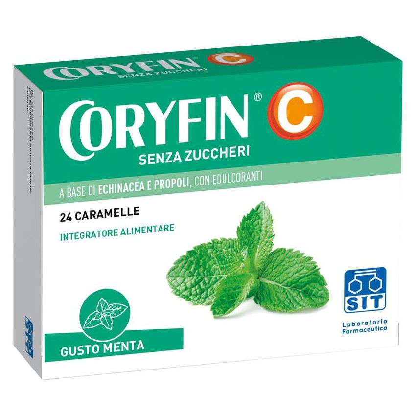 Coryfin C Senza Zucchero al Sapore di Mentolo - 24 Caramelle