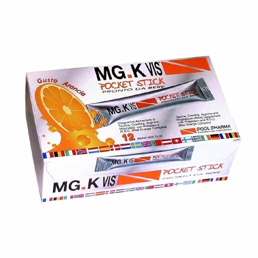 MG K Vis Pocket Stick - Integratore Energetico all'Arancia, 12 Buste