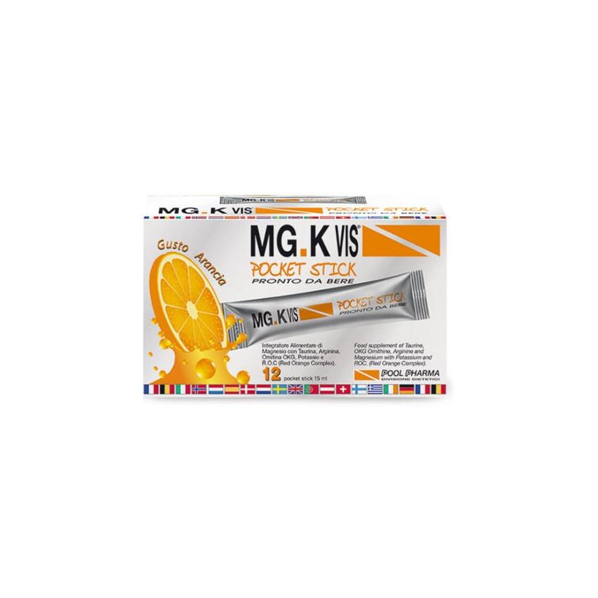 MG K Vis Pocket Stick - Integratore Energetico all'Arancia, 12 Buste