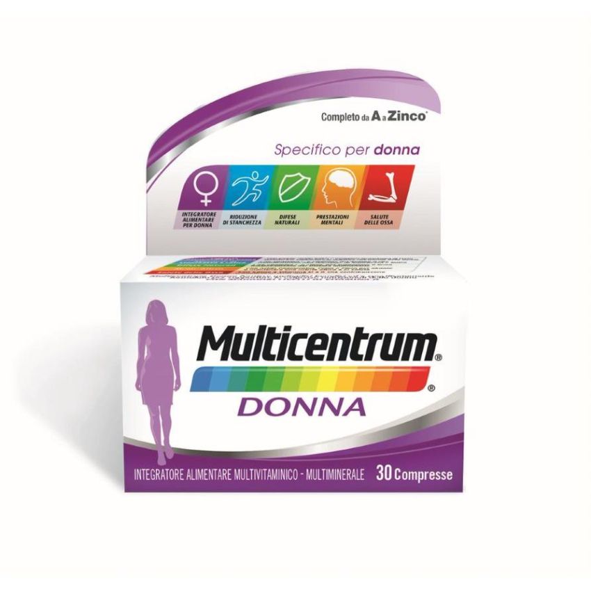 Multicentrum Donna: Integratore Multivitaminico con Vitamina D, Calcio, Ferro - 30 Compresse