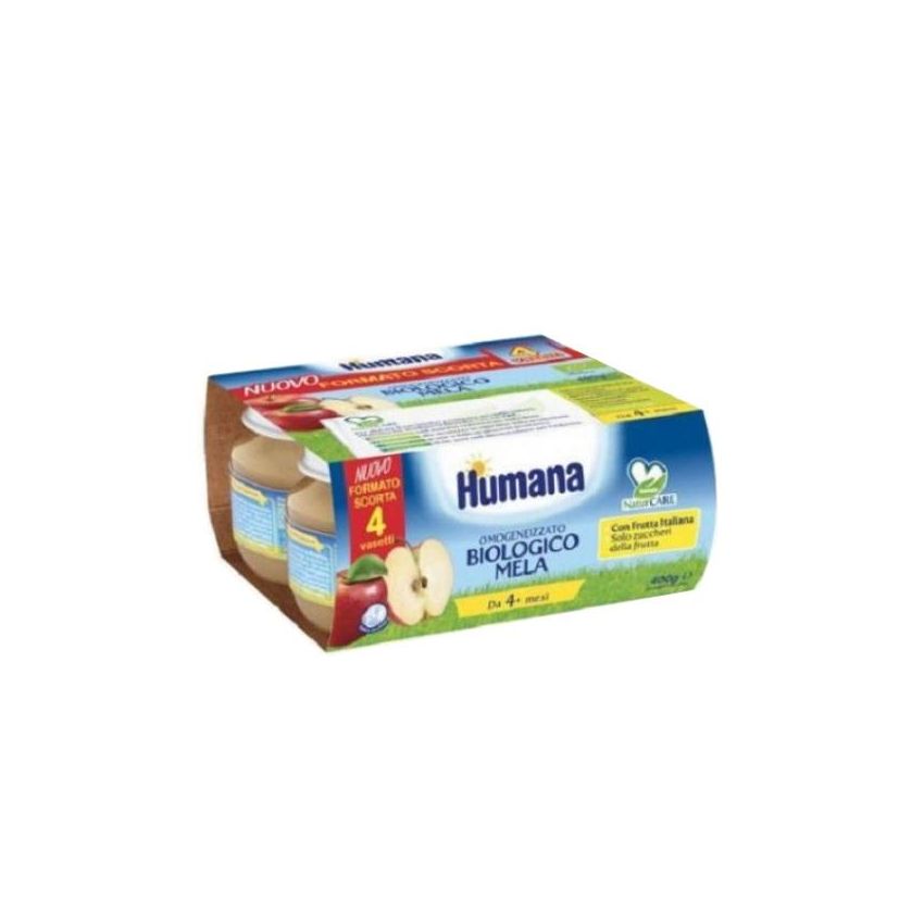 Humana Bio Omogeneizzato di Mela per Bimbi dai 4 Mesi - 4x100g