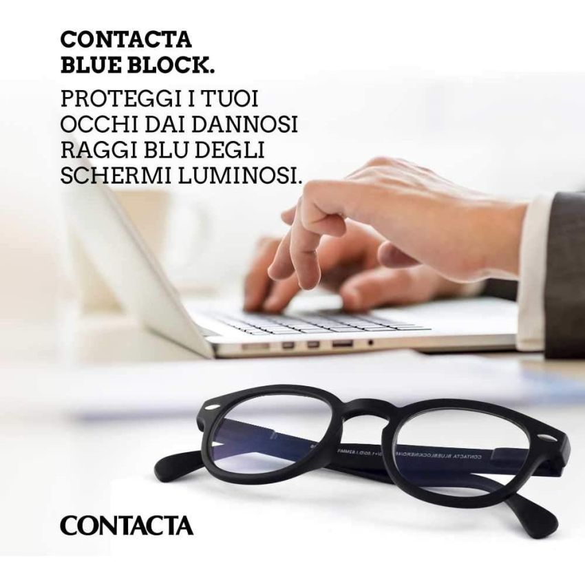 Contacta Blue Block +3,00 Diottrie: Occhiali Protettivi Anti-Luce Blu