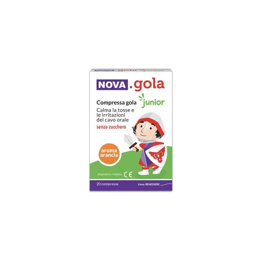 Nova Gola Junior - Compresse per Mal di Gola all'Arancia (20 Pezzi)