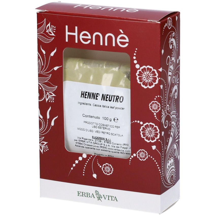 Henne Neutro Colorante Naturale per Capelli 100g di Erba Vita
