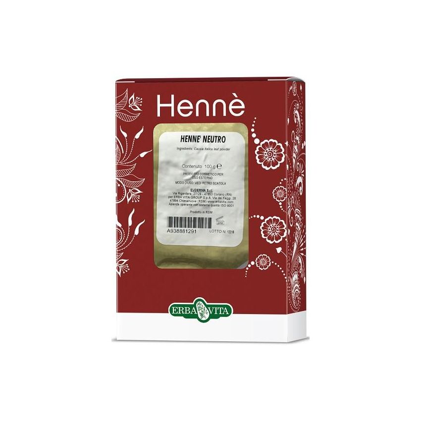 Henne Neutro Colorante Naturale per Capelli 100g di Erba Vita