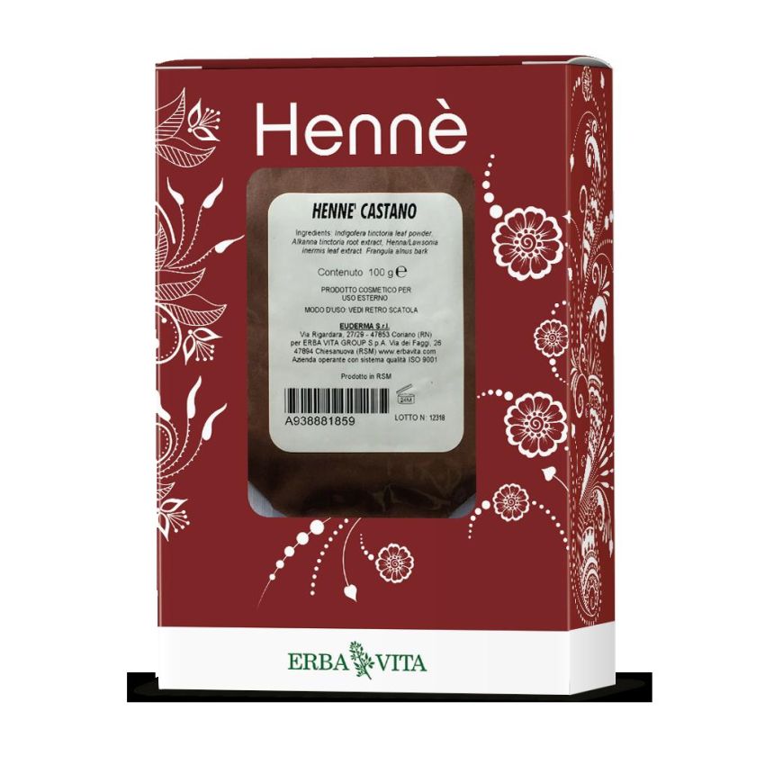 Henne Tinta Naturale per Capelli Castano 100g