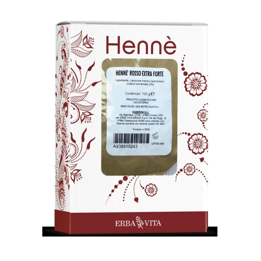 Henne Naturale Extra Forte per Colorazione Capelli Rosso - 100g