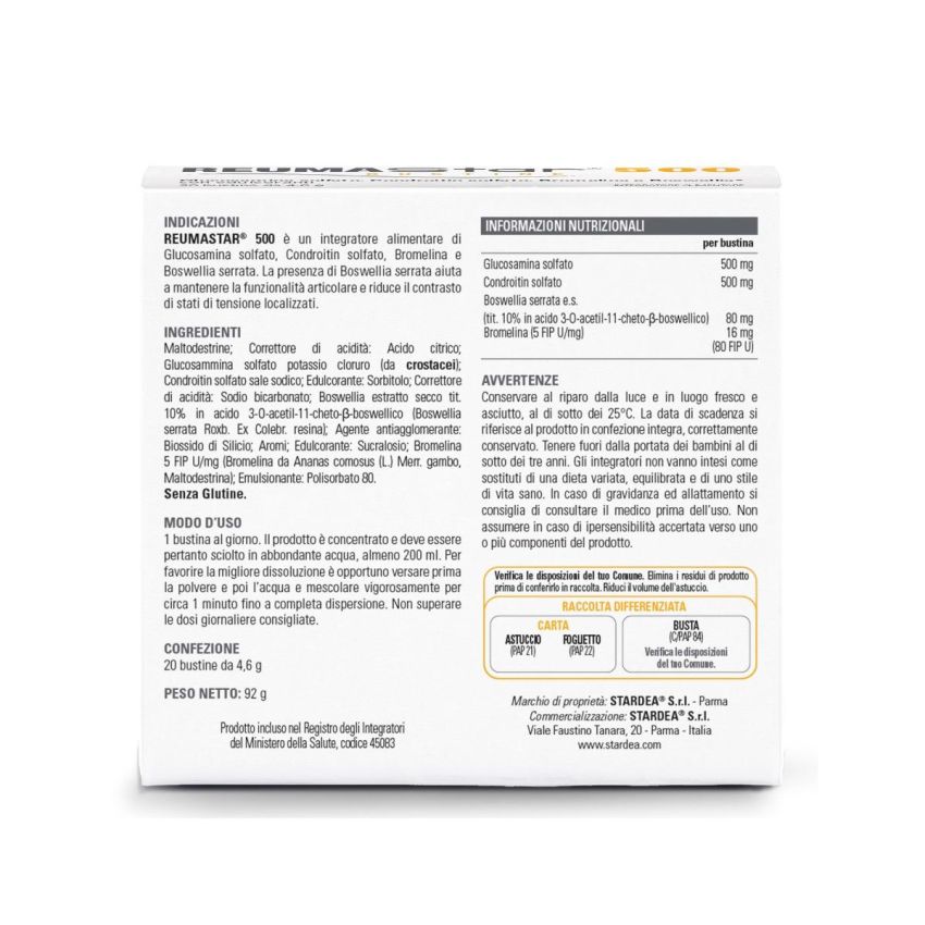 Reumastar 500 - Pacchetto da 20 Bustine per il Supporto Articolare