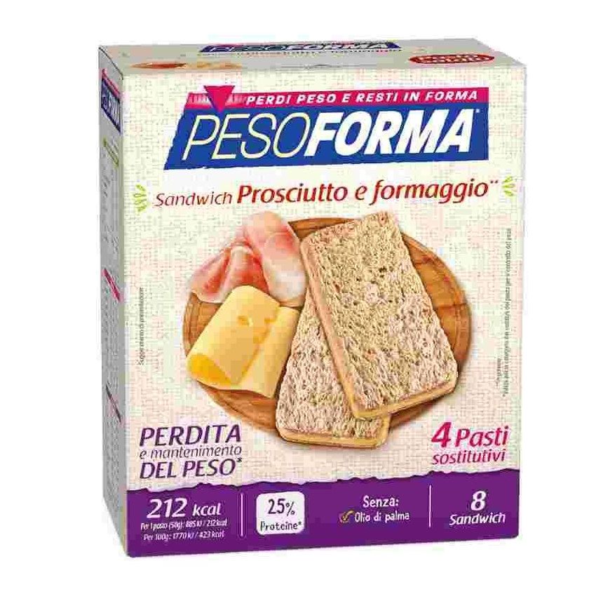 Pesoforma Prosciutto e Formaggio Sandwich - Confezione da 8 Pezzi