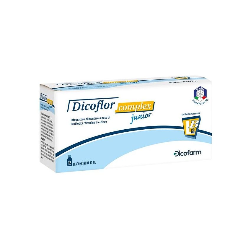 Dicoflor Complex Junior - Flaconcini Integratori per Bambini, Confezione da 12