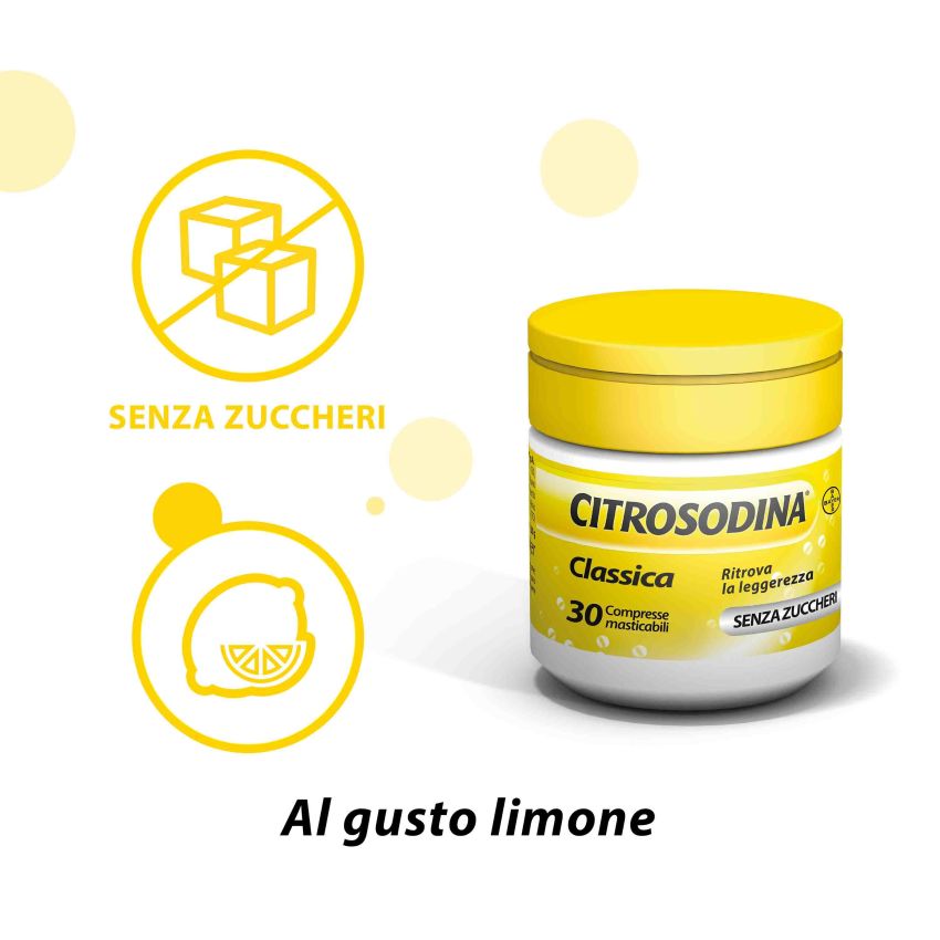 Citrosodina Digestivo Masticabile al Gusto Limone - 30 Compresse