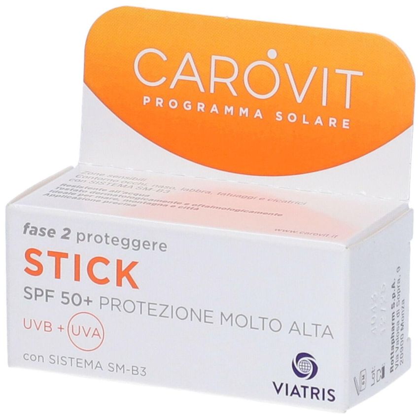 Carovit SPF50+ Stick Trasparente per Zone Sensibili, 4ml