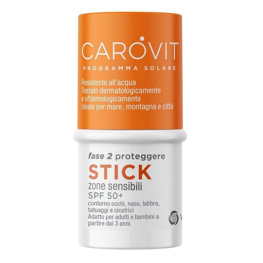 Carovit SPF50+ Stick Trasparente per Zone Sensibili, 4ml