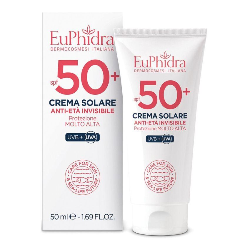 Euphidra Crema Solare Anti-Invecchiamento SPF50+ Invisibile, 50 ml