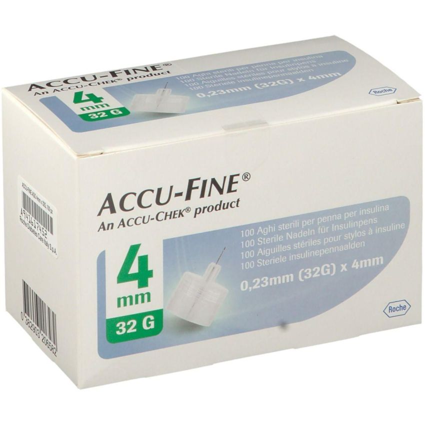 Aghi Sterili Accu Fine G32 da 4mm per Penna Insulina - 100 Pezzi