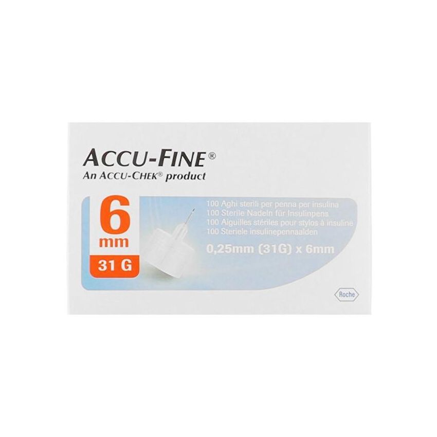 Aghi Sterili Accu Fine G31 per Penna Insulina, 6mm, 100 Pezzi