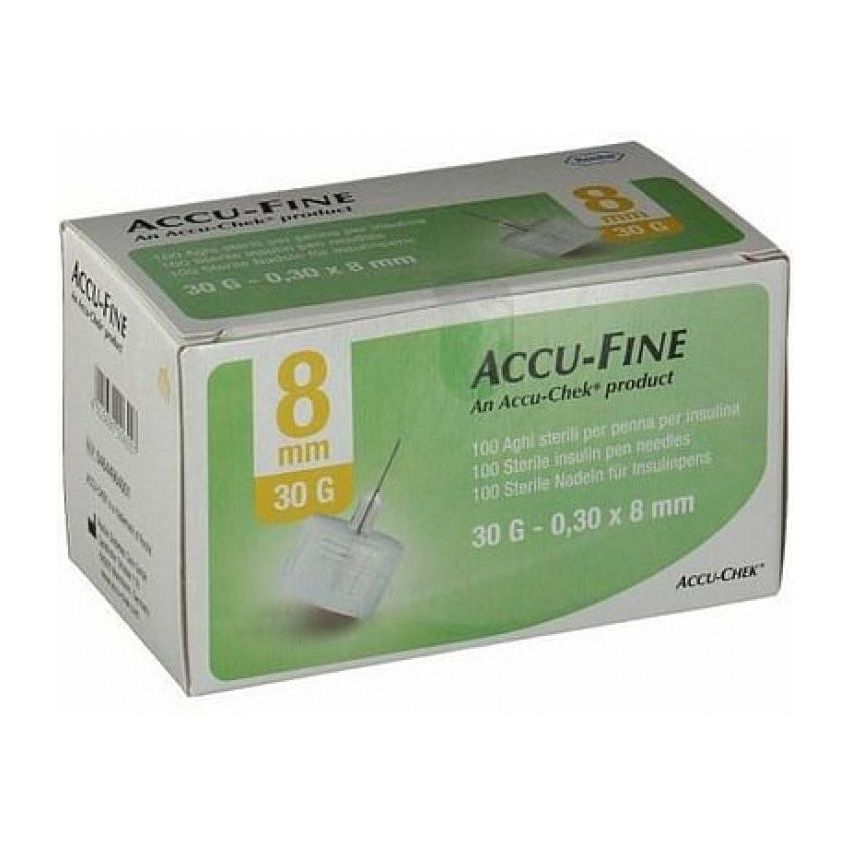 Ago Accu-Fine G30 da 8mm per Penna da Insulina - Confezione da 100 Pezzi