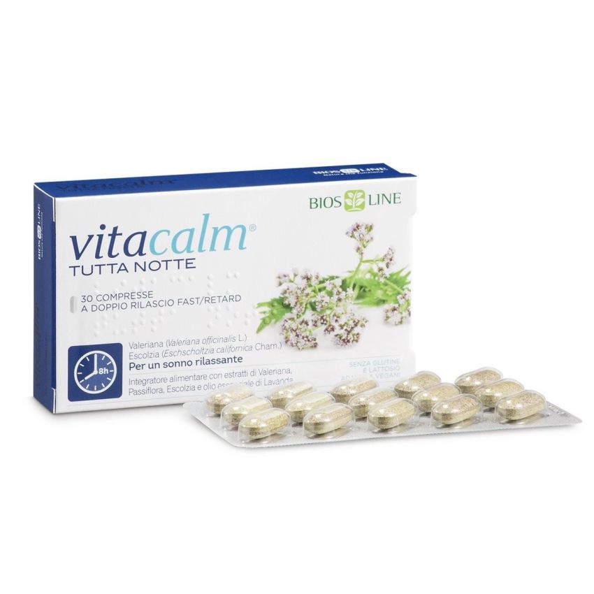 Bios Line Vitacalm Notturno con Assorbimento Prolungato, 30 Compresse