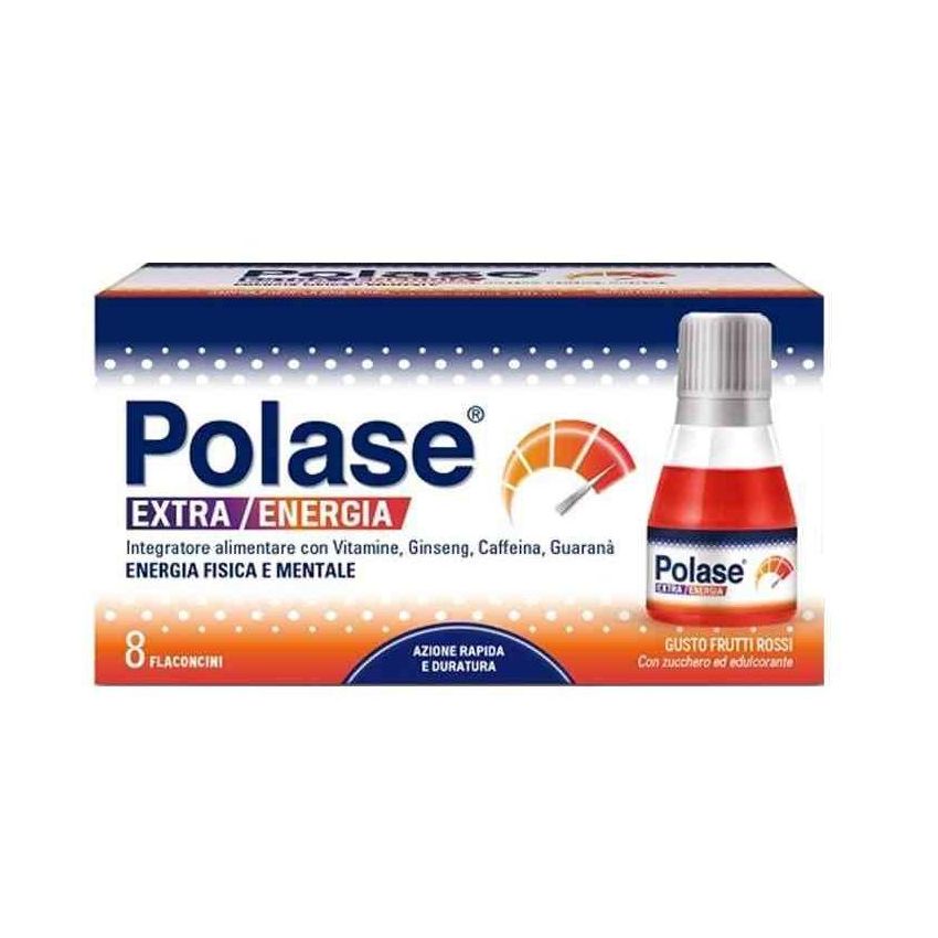 Polase Extra Energia - Integratore Alimentare con Vitamine B, C, Ginseng - 8 Flaconcini
