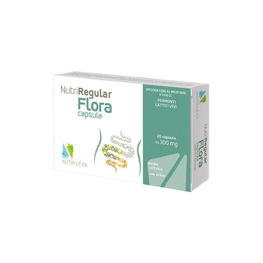 NutriRegular Flora - Integratore per la Salute dell'Intestino, 20 Capsule