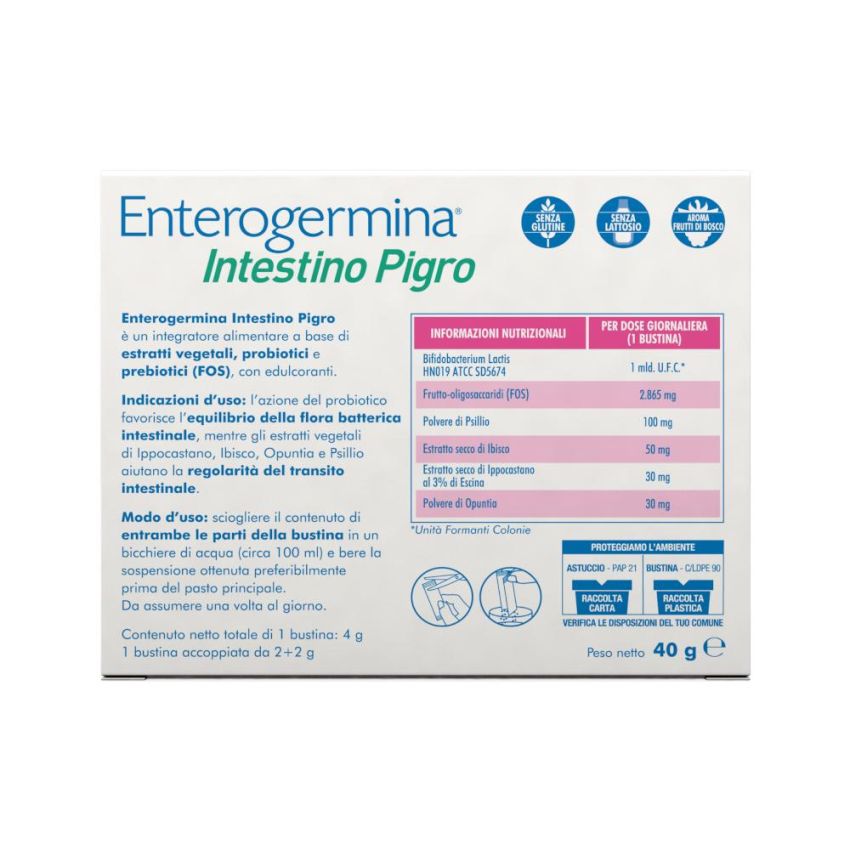 Enterogermina - Trattamento per Intestino Pigro, 10 Bustine